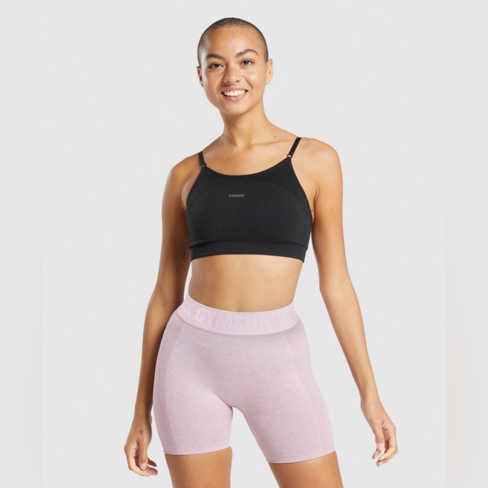GYMSHARK Flex Strappy Sports Bra in Black/Charcoal Size XS